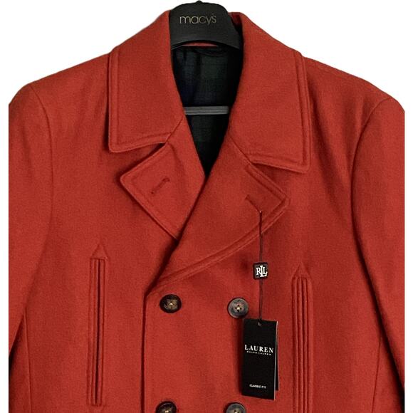 Lauren Ralph Lauren Men's 36S Classic Fit Double-Breasted Overcoat Orange NEW - Picture 2 of 11